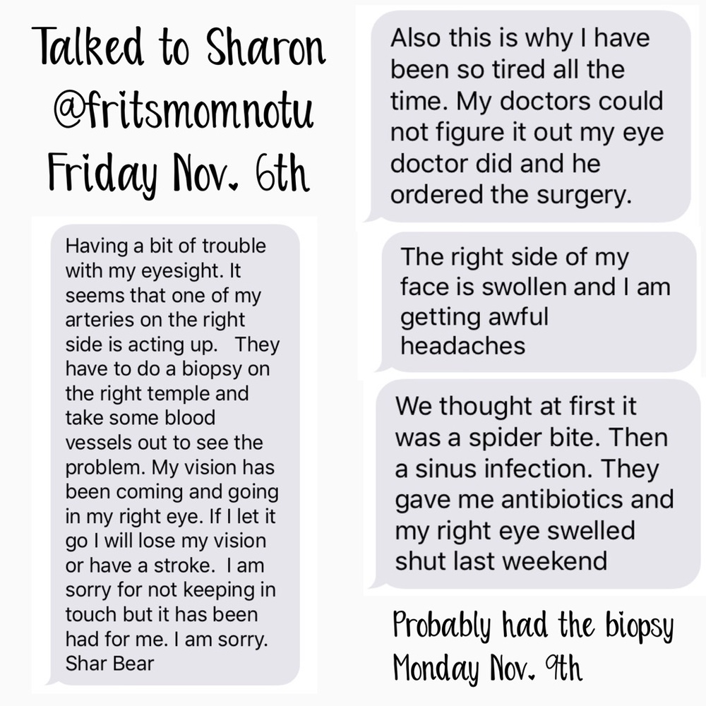 Last update from Sharon Nov. 6th